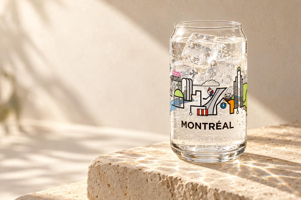 AI campaign scene of Montréal CityLine glass — studio