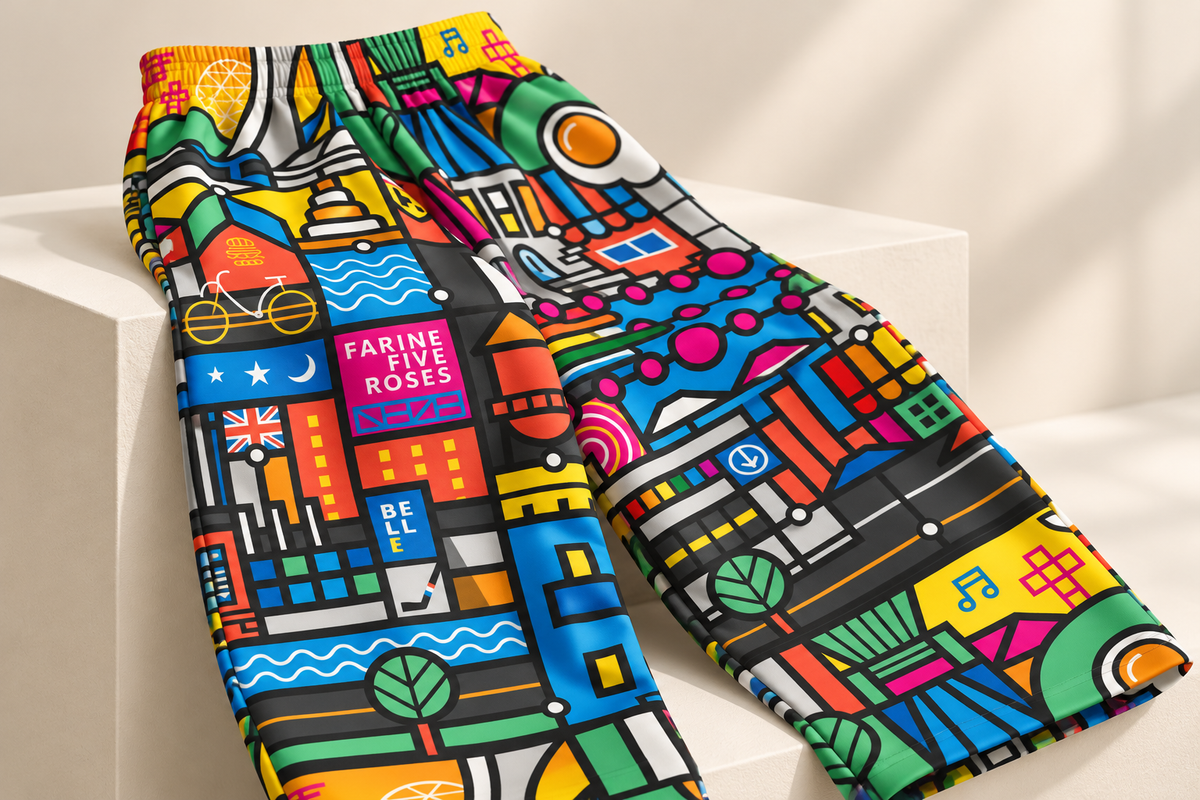 AI campaign visual of Loogart Signature pants — detail